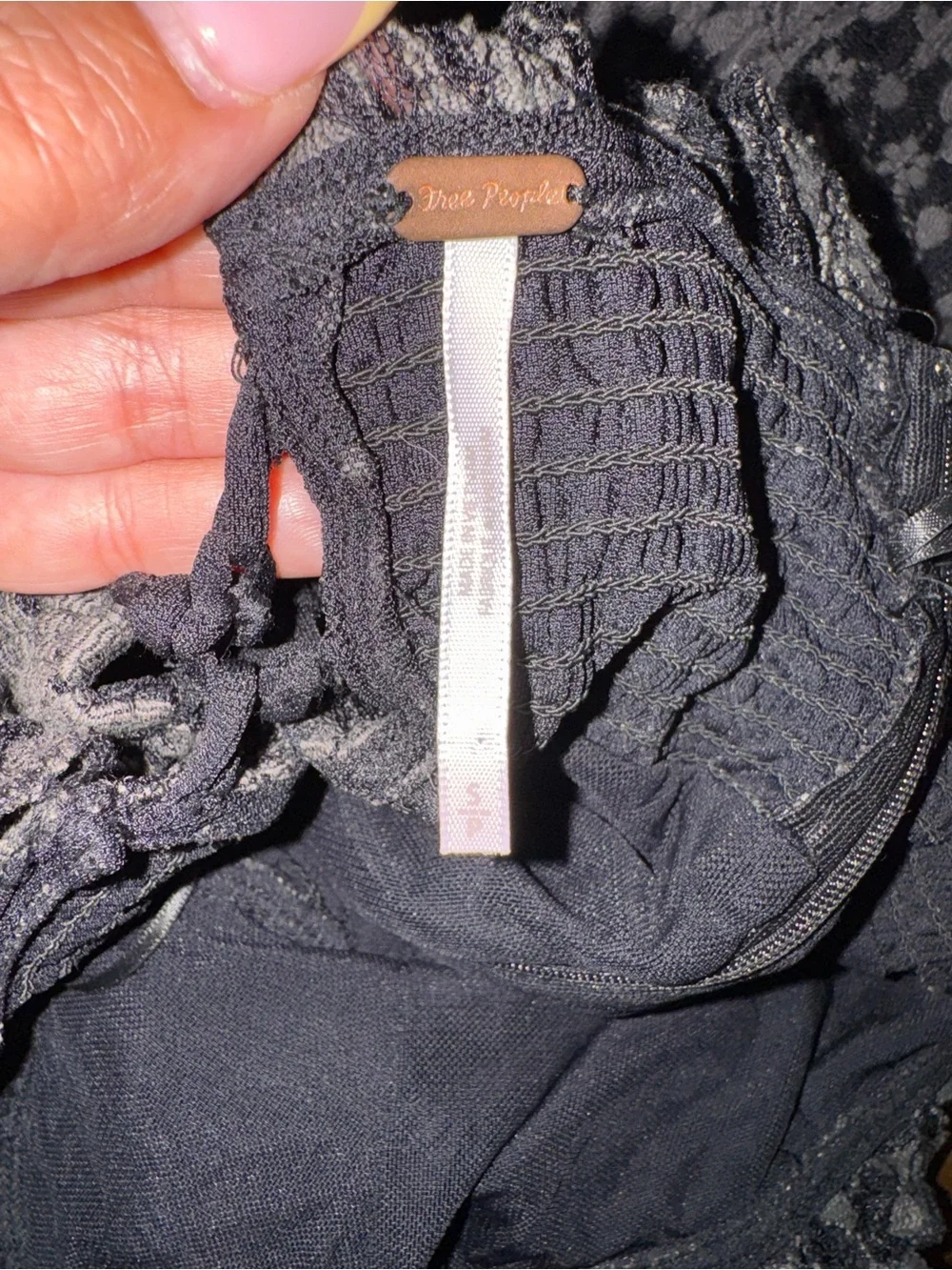 Free People Lucinda lace Black Floral Smocked Tie-Front Midi Dress autumn